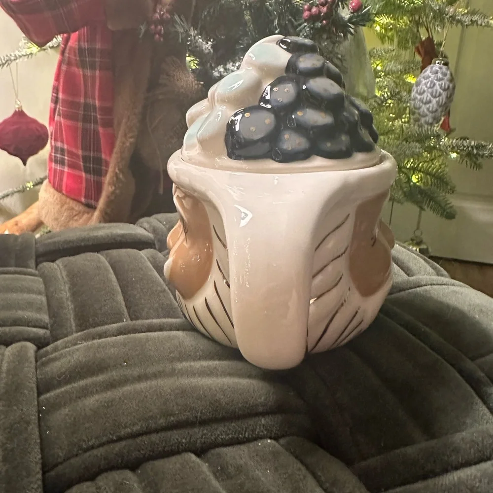 Glitterville Studios Santa Mug Naughty Nice mug with Marshmallow Coal Lid New